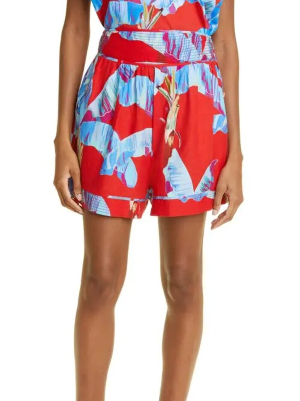 Farm Rio Sweet Jungle high-waist linen-blend shorts
